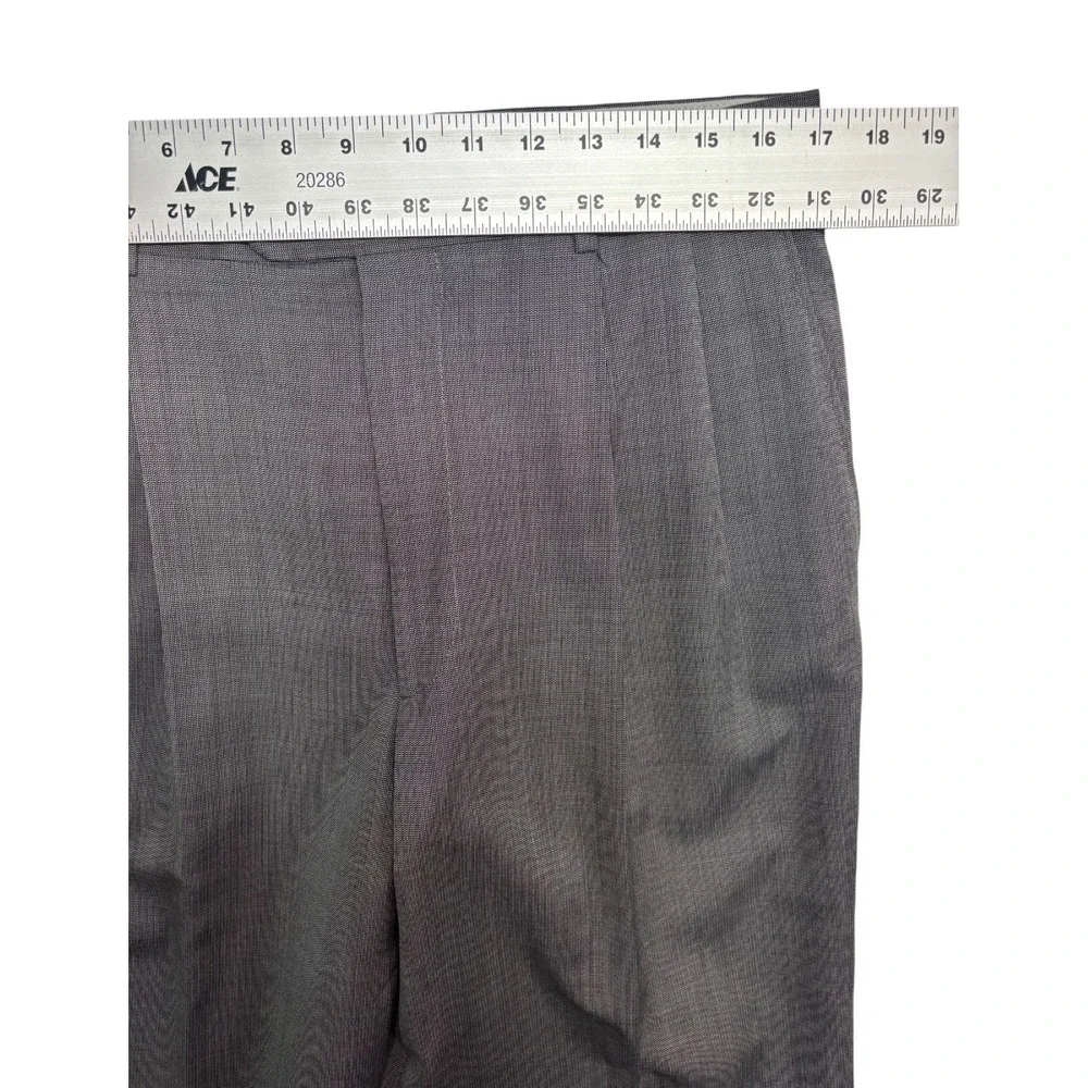 vtg Zanieri Italy 40R 34x29 Gray Micro Check 2pc Pant Suit Pleated High Waisted